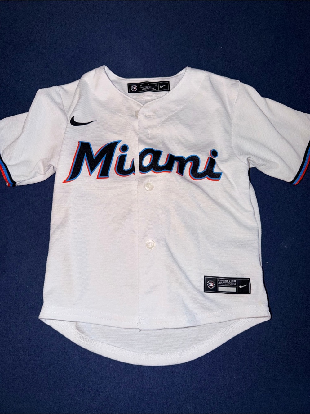 Genuine Merchandise White Miami Kids Jersey with Blue and Orange Trim